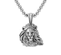 RZRPYFMM Pendentif Tête De Lion En Étain Pur Pour Homme, Collier Tête De Lion Vintage Viking,Argent,Single Pendant