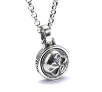 RZRPYFMM Pendentif Tête De Mort En Argent S925 Pour Homme, Collier Gothique Vintage En Corde De Chanvre,Argent,Pendant + Chain 70cm