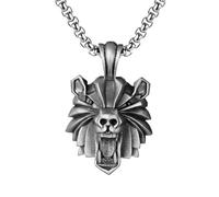 RZRPYFMM Pendentif Tête D'ours En Étain Pour Homme, Collier Tête D'ours Vintage Gothique Viking,Argent,Single Pendant