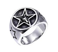 RZRPYFMM Pentagramme Bague Acier Inoxydable Pentagramme Bague Homme Chèvre Satan Démon Européen Et Américain Punk Locomotive Bijoux,Argent,10