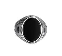 RZRPYFMM S925 Bague En Argent Sterling Pour Homme Avec Pierres Précieuses Noires, Ouverture Gothique, Bijoux De Mode Ajustables,Argent,11#