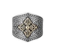 RZRPYFMM S925 Bague En Argent Sterling Pour Homme Avec Pilon Vajra, Ouverture Gothique, Bijoux Ajustables,Argent,7#