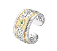 RZRPYFMM S925 Bague Œil D'horus En Argent Sterling Pour Homme, Ouverture Gothique, Bijoux De Mode Ajustables,Argent,10#