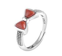 RZRPYFMM S925 Bague Pour Femme En Argent Sterling Avec Nœud Et Rubis Méridional, Bague Simple En Argent Sterling Avec Design De Niche,Argent,11