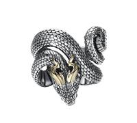 RZRPYFMM S925 Bague Serpent Vintage En Argent Sterling Pour Homme, Ouverture Gothique, Ajustable Bijoux De Mode,Argent,8#