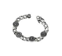 RZRPYFMM S925 Bracelet Cubain En Argent Bagua Des Quatre Grandes Bêtes,Bracelet En Argent Sterling Dominant Et À La Mode,Argent,20cm