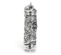 RZRPYFMM S925 Pendentif Dragon Chinois En Argent Sterling Pour Homme, Collier Bagua En Chanvre Vintage Gothique,Argent,Pendant + Chain 60cm