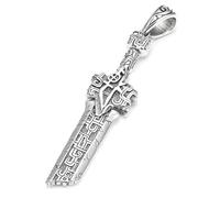 RZRPYFMM S925 Pendentif Épée Brisée En Argent Sterling Pour Homme, Collier Bagua Vintage Gothique En Corde De Chanvre,Argent,Pendant + Chain 70cm