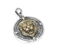 RZRPYFMM S925 Pendentif Tête De Lion En Argent Sterling Pour Homme, Collier Bagua Vintage Gothique En Corde De Chanvre,Argent,Pendant + Chain 50cm