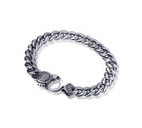 RZRPYFMM S925 Sterling Silver Fashion Ring Clasp Six Character Truth Bracelet, Simple Sterling Silver Bracelet,Argent,20cm