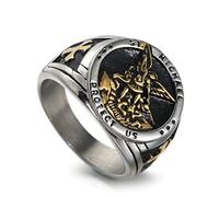 RZRPYFMM Saint Michel Archange Chevalière Hommes Et Femmes Amulette En Acier Inoxydable Catholique Punk Rock Créatif Bijoux Cadeau,D'or,9