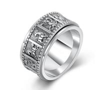 RZRPYFMM Totem Animal Rotatif Bague Zodiaque Anneau De Doigt Index Rotatif Pour Hommes S925 Argent Thaï Rétro Personnalité Bijoux De Mode, 9, Argenté, Sans pierre