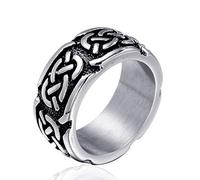 RZRPYFMM Viking 10 Mm Bague En Acier Inoxydable Nordique Vintage Noeud Celtique Amulette Bague Religieuse Totem Punk Bague Bijoux,Argent,11