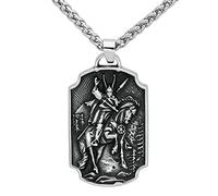 RZRPYFMM Viking Arbre De Vie Pendentif Collier Nordique Guerrier Spartiate Pendentif En Acier Inoxydable Collier Odin Guerre Cheval Bijoux,Argent,60