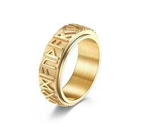 RZRPYFMM Viking Rune Bague Rotative En Acier Inoxydable Symboles Nordiques Bague De Mariage Celtique Païenne Bijoux Pour Hommes Et Femmes Scandinaves,D'or,10