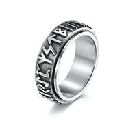 RZRPYFMM Viking Rune Bague Rotative En Acier Inoxydable Symboles Nordiques Bague De Mariage Celtique Païenne Bijoux Pour Hommes Et Femmes Scandinaves,Argent,12