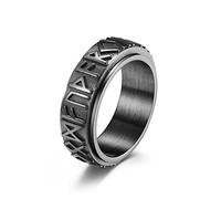 RZRPYFMM Viking Rune Bague Rotative En Acier Inoxydable Symboles Nordiques Bague De Mariage Celtique Païenne Bijoux Pour Hommes Et Femmes Scandinaves,Noir,9
