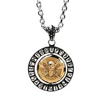 RZRPYFMM Viking Rune Odin Double Hache Pendentif Collier Nordique Celtique Noeud Trinité Rotatif Pendentif Collier Hommes Bijoux Mythiques,D'or,70cm