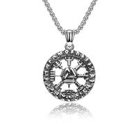 RZRPYFMM Viking Rune Pendentif En Acier Inoxydable Boussole Rétro Collier En Acier Inoxydable Triangle De Verrouillage Noeud Celtique Nordique Unisexe Bijoux,Argent,3mm*600mm