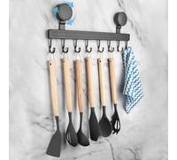Rzspher Barre Cuisine Ustensile, 40CM Support Ustensiles Cuisine mural, Avec 8 Crochets Barre de Cuisine Support d'ustensile de Cuisine pour Cuisine, Salle de Bain, Salon