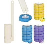 Rzspher Brosse WC jetable, avec 18 recharges de nettoyant, système de nettoyage des toilettes avec têtes de recharge jetables, kit de barre de WC murale (poignée beige + 18 têtes de nettoyage de