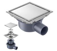 Rzspher Écoulement de sol carré en acier inoxydable avec cadre - 15 x 15 cm | Évacuation rapide de l'eau, anti-odeurs, invisible, siphon à 360°, pour extérieur, salle de bain, cour, balcon