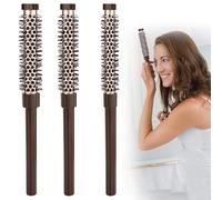 Rzspher Lot de 3 petites brosses rondes pour brushing, avec poils naturels doux pour homme et femme, cheveux mouillés, ondulés, lifting, cheveux courts, frange, cheveux lisses