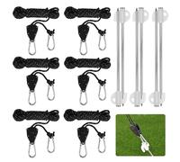 Rzspher Lot de 6 cordes à cliquet de 4 mm - 4 m - Tendeur de corde réglable - Boucle de 1/8" - Avec 6 clous lumineux pour tente, voile d'ombrage, bâche de camping