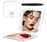 Rzspher Miroir Grossissant x30 Carré Portable Pliable pour Voyage, Maquillage, Rasage - Cadeau