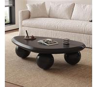 RZTPYS Table Basse Moderne en Bois Tables Basses Nuage Table Basse Centrale Originale avec 3 Pieds sphériques pour Salon et Chambre,Black Round Leg a 47.2 inch