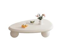 RZTPYS Table Basse Nuage Moderne en Blanc - Design Ovale et Asymétrique avec 3 Pieds en Boule, Crème pour Salon Bureau Ferme - D31,5 * L47,2 * H15,7 Pouces