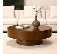RZTPYS Table Basse Ronde Moderne en Bois avec Base Solide, Table Centrale Ronde, Table À Thé Décorative pour Salon, Appartement Et Petit Espace,Brown d100cm