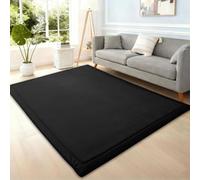 RZUMXOPY Tapis Velours Corail Enfant 2cm Tapis Chambre Tapis de Yoga Tapis Chambre Bebe Tapis Chambre Tapis Enfant pour Antidérapant Ramper 100 x 180 cm Noir