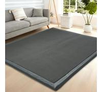 RZUMXOPY Tapis Velours Corail Enfant 2cm Tapis Chambre Tapis de Yoga Tapis Chambre Bebe Tapis Chambre Tapis Enfant pour Antidérapant Ramper 60 x 150 cm Gris Foncé