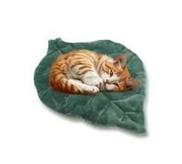 Rzxlszy Tapis pour chat auto-chauffant - 66 x 50,8 cm - En forme de feuille - Coton doux et chaud - Pour intérieur de lit, canapé, sol, chat et chien (vert)