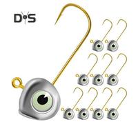 (S) 10pcs/set 2/3/5/7g 3D Eyes Fishhook Heavy Duty Metal Barbed Jig Head Hook Freshwater Saltwater Outdoor Fishing Accessories