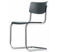 S 43 Chaise de Salle à Manger Cantilever Chrome/Hêtre Teinté Gris Noir