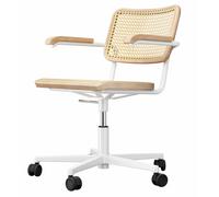 Thonet S 64 VDR Chaise de Bureau Pivotante avec Accoudoirs Chrome/Hêtre Teinté Noir