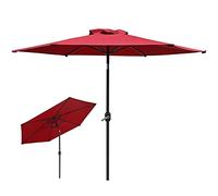 s 8 Feet Large Red Outdoor Garden Market Table Umbrella with Push Button Tilt and Crank 6 Sturdy Ribs & Metal Pole