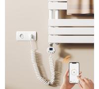 S’AFIELINA élément Chauffant sèche-Serviette avec Thermostat 600W, Minuterie Programmable & Écran LCD, WiFi, Compatible Radiateurs et Barre Chauffante pour Sèche-Serviettes, Couleur Blanc