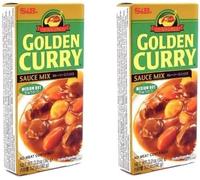 S&B Golden Curry Sauce Japonaise Moyennement Épicée, 92 g par Paquet, Pack de 2, 4 Portions par Paquet