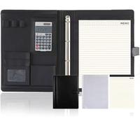 S Binder Planificateur d'affaires en cuir végétalien de qualité supérieure for bloc-notes conférence bureau scolaire(Svart)