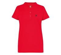 S&C - Polo Femme Manches Courtes Coton, Col 3 Boutons, Maille Piquée, Regular Fit, Color Unie, Casual, Conçu en Espagne, Coupe Légèrement Ajustée, Voir Guide, Rouge, L