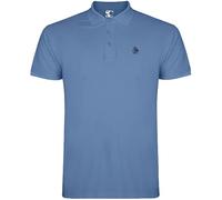 S&C - Polo Homme Manches Courtes 100% Coton Piqué, Coupe Classique, Casual, Couleur Unie, 3 Boutons, Conçu en Espagne, Regular Fit, Voir Guide, Bleu Riviera, XL