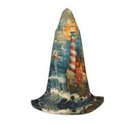 S Cape à capuche unisexe avec imprimé phare de mer pour Halloween