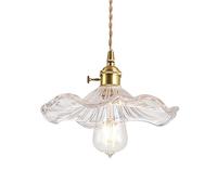 S-Cevada Suspension avec abat-jour en verre en forme de feuille de lotus, style industriel vintage E27, lampe suspendue de plafond, ferme, salle à manger, îlot de cuisine, lustre (Transparent)