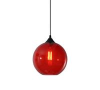 S-Cevada Suspension Boule de Verre Simple, Lampe Suspendue de Plafond Industrielle Vintage E27 Loft Bar, Mini Lustre à 1 Lumière pour Cuisine Salle à manger Chambre (Rouge)