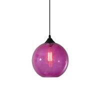 S-Cevada Suspension Boule de Verre Simple, Lampe Suspendue de Plafond Industrielle Vintage E27 Loft Bar, Mini Lustre à 1 Lumière pour Cuisine Salle à manger Chambre (Mauve)