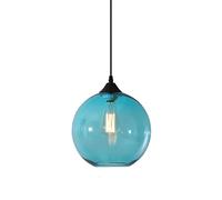S-Cevada Suspension Boule de Verre Simple, Lampe Suspendue de Plafond Industrielle Vintage E27 Loft Bar, Mini Lustre à 1 Lumière pour Cuisine Salle à manger Chambre (Bleu)