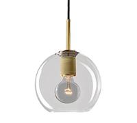 S-Cevada Suspension en Laiton Antique avec Abat-Jour en Verre Clair, Lampe Suspendue Plafonnier Industrielle Rétro, Lustre de Cuisine Chambre Salon (Globe)